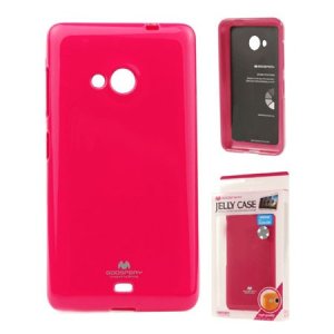 CUSTODIA GEL TPU SILICONE per MICROSOFT LUMIA 535 COLORE FUCSIA LUCIDO CON GLITTER ALTA QUALITA' MERCURY BLISTER