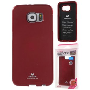 CUSTODIA GEL TPU SILICONE per SAMSUNG SM-G920 GALAXY S6 COLORE ROSSO LUCIDO CON GLITTER ALTA QUALITA' MERCURY BLISTER