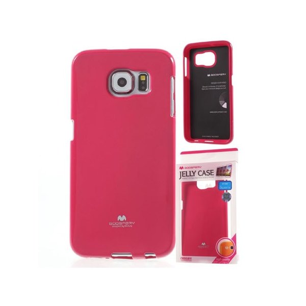 CUSTODIA GEL TPU SILICONE per SAMSUNG SM-G920 GALAXY S6 COLORE FUCSIA LUCIDO CON GLITTER ALTA QUALITA' MERCURY BLISTER