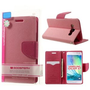 CUSTODIA FLIP ORIZZONTALE per SAMSUNG SM-A700 GALAXY A7 (NO VERSIONE 2016) CON INTERNO IN TPU E STAND ROSA FANCY MERCURY