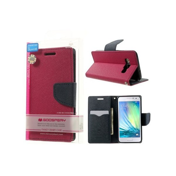 CUSTODIA FLIP ORIZZONTALE per SAMSUNG SM-A700 GALAXY A7 (NO VERSIONE 2016) CON INTERNO IN TPU E STAND FUCSIA FANCY MERCURY