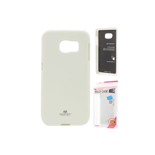 CUSTODIA GEL TPU SILICONE per SAMSUNG SM-G925 GALAXY S6 EDGE COLORE BIANCO LUCIDO CON GLITTER ALTA QUALITA' MERCURY