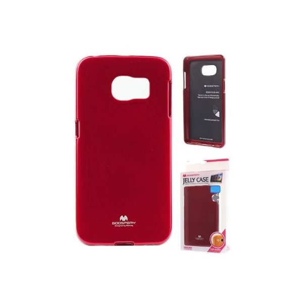 CUSTODIA GEL TPU SILICONE per SAMSUNG SM-G925 GALAXY S6 EDGE COLORE ROSSO LUCIDO CON GLITTER ALTA QUALITA' MERCURY BLISTER