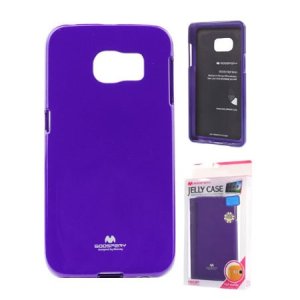 CUSTODIA GEL TPU SILICONE per SAMSUNG SM-G925 GALAXY S6 EDGE COLORE VIOLA LUCIDO CON GLITTER ALTA QUALITA' MERCURY BLISTER