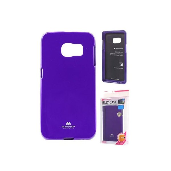 CUSTODIA GEL TPU SILICONE per SAMSUNG SM-G925 GALAXY S6 EDGE COLORE VIOLA LUCIDO CON GLITTER ALTA QUALITA' MERCURY BLISTER