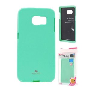 CUSTODIA GEL TPU SILICONE per SAMSUNG SM-G925 GALAXY S6 EDGE COLORE VERDE ACQUA LUCIDO CON GLITTER ALTA QUALITA' MERCURY