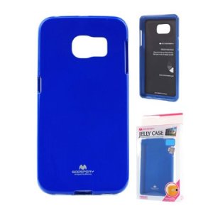 CUSTODIA GEL TPU SILICONE per SAMSUNG SM-G925 GALAXY S6 EDGE COLORE BLU LUCIDO CON GLITTER ALTA QUALITA' MERCURY BLISTER