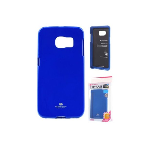 CUSTODIA GEL TPU SILICONE per SAMSUNG SM-G925 GALAXY S6 EDGE COLORE BLU LUCIDO CON GLITTER ALTA QUALITA' MERCURY BLISTER