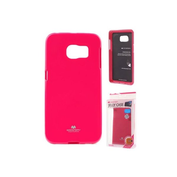 CUSTODIA GEL TPU SILICONE per SAMSUNG SM-G925 GALAXY S6 EDGE COLORE FUCSIA LUCIDO CON GLITTER ALTA QUALITA' MERCURY