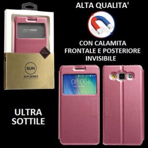 CUSTODIA FLIP ORIZZONTALE PELLE per SAMSUNG SM-A300 GALAXY A3 (NO VERSIONE 2016) con CHIUSURA MAGNETICA INVISIBILE COLORE ROSA