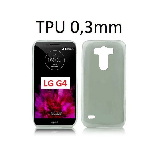 CUSTODIA GEL TPU SILICONE ULTRA SLIM 0,3mm per LG G4, H815 COLORE NERO TRASPARENTE