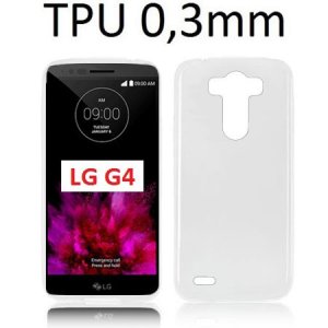 CUSTODIA GEL TPU SILICONE ULTRA SLIM 0,3mm per LG G4, H815 COLORE BIANCO TRASPARENTE