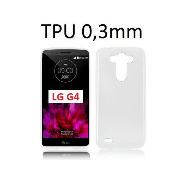 CUSTODIA GEL TPU SILICONE ULTRA SLIM 0,3mm per LG G4, H815 COLORE BIANCO TRASPARENTE