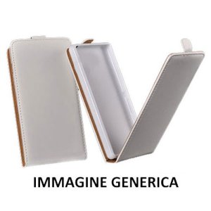 CUSTODIA FLIP VERTICALE SLIM SIMILPELLE per SONY XPERIA E4, E2104, E2105 CON INTERNO IN TPU SILICONE COLORE BIANCO