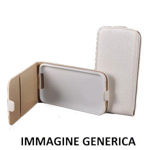 CUSTODIA per HTC ONE M9, ONE M9 PRIME CAMERA - FLIP VERTICALE SLIM SIMILPELLE CON INTERNO IN TPU SILICONE COLORE BIANCO