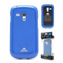 CUSTODIA GEL TPU SILICONE per SAMSUNG I8190 GALAXY S3 MINI BLU LUCIDO CON GLITTER ALTA QUALITA' MERCURY BLISTER