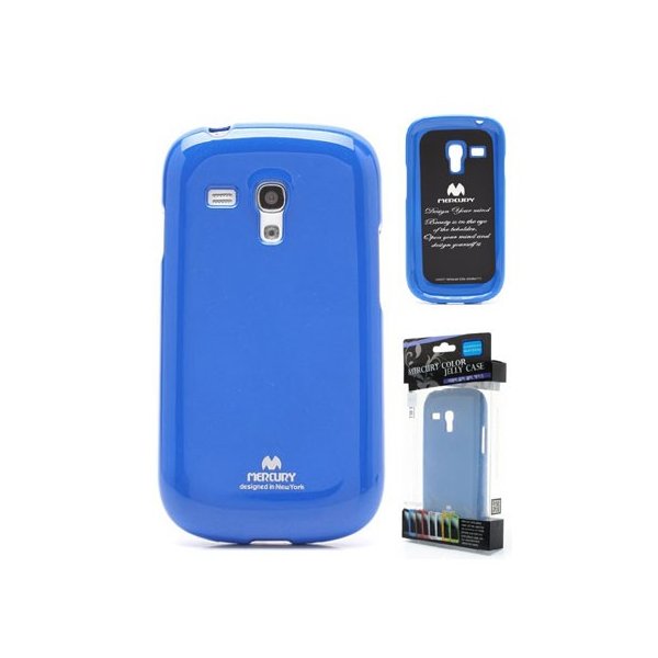 CUSTODIA GEL TPU SILICONE per SAMSUNG I8190 GALAXY S3 MINI BLU LUCIDO CON GLITTER ALTA QUALITA' MERCURY BLISTER