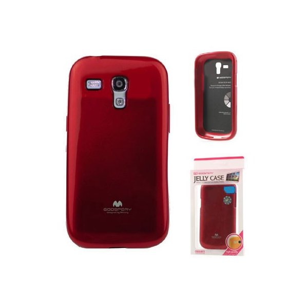 CUSTODIA GEL TPU SILICONE per SAMSUNG I8190 GALAXY S3 MINI ROSSO LUCIDO CON GLITTER ALTA QUALITA' MERCURY BLISTER