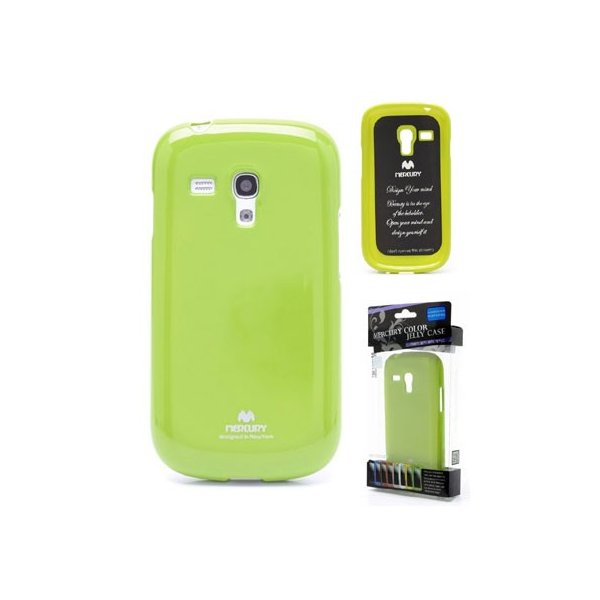 CUSTODIA GEL TPU SILICONE per SAMSUNG I8190 GALAXY S3 MINI VERDE LUCIDO CON GLITTER ALTA QUALITA' MERCURY BLISTER