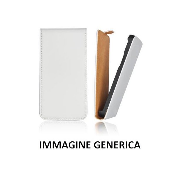 CUSTODIA FLIP VERTICALE SLIM SIMILPELLE per SAMSUNG SM-A700 GALAXY A7 (NO VERSIONE 2016) COLORE BIANCO