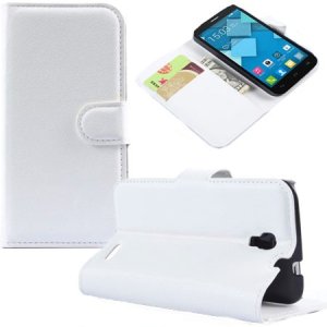 CUSTODIA FLIP ORIZZONTALE SIMILPELLE per ALCATEL ONE TOUCH POP 2 CON STAND, PORTA CARTE E CHIUSURA MAGNETICA COLORE BIANCO