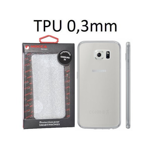 CUSTODIA GEL TPU SILICONE ULTRA SLIM 0,3mm per SAMSUNG SM-G920 GALAXY S6 COLORE BIANCO TRASPARENTE ALTA QUALITA' MOCCA