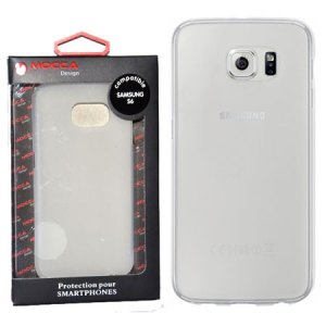 CUSTODIA GEL TPU SILICONE per SAMSUNG SM-G920 GALAXY S6 COLORE BIANCO-TRASPARENTE ALTA QUALITA' MOCCA