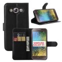 CUSTODIA FLIP ORIZZONTALE SIMILPELLE per SAMSUNG SM-E500 GALAXY E5 CON STAND, PORTA CARTE E CHIUSURA MAGNETICA COLORE NERO