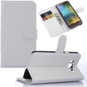 CUSTODIA FLIP ORIZZONTALE SIMILPELLE per SAMSUNG SM-E700 GALAXY E7 CON STAND, PORTA CARTE E CHIUSURA MAGNETICA COLORE BIANCO