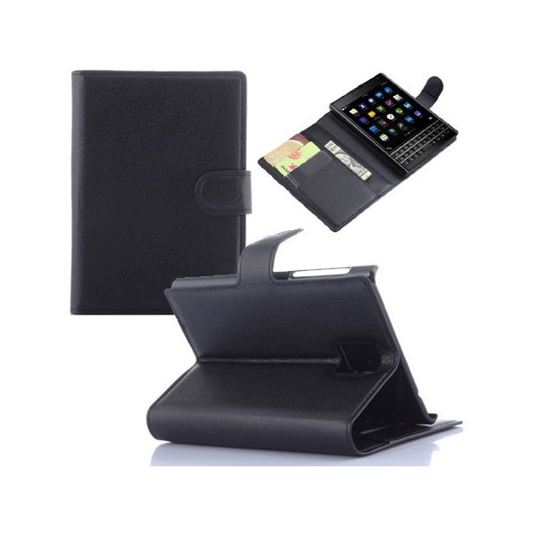 CUSTODIA FLIP ORIZZONTALE SIMILPELLE per BLACKBERRY Q30 CON STAND, TASCHE PORTA CARTE E CHIUSURA MAGNETICA COLORE NERO