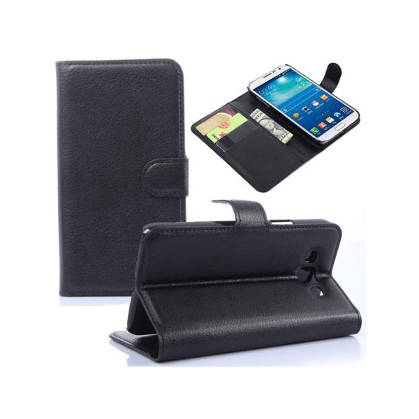 CUSTODIA FLIP ORIZZONTALE SIMILPELLE per SAMSUNG SM-G7200 GALAXY GRAND 3 CON STAND, PORTA CARTE E CHIUSURA MAGNETICA NERO