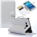 CUSTODIA FLIP ORIZZONTALE SIMILPELLE per SAMSUNG SM-G7200 GALAXY GRAND 3 CON STAND, PORTA CARTE E CHIUSURA MAGNETICA BIANCO