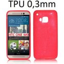 CUSTODIA per HTC ONE M9, ONE M9 PRIME CAMERA IN GEL TPU SILICONE ULTRA SLIM 0,3mm COLORE FUCSIA LUCIDO CON GLITTER