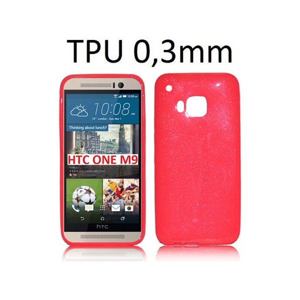 CUSTODIA per HTC ONE M9, ONE M9 PRIME CAMERA IN GEL TPU SILICONE ULTRA SLIM 0,3mm COLORE FUCSIA LUCIDO CON GLITTER