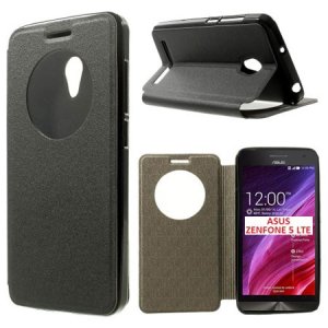 CUSTODIA FLIP ORIZZONTALE SIMILPELLE per ASUS ZENFONE 5 LITE - A502CG CON INTERNO IN TPU, FINESTRA ID E STAND COLORE NERO