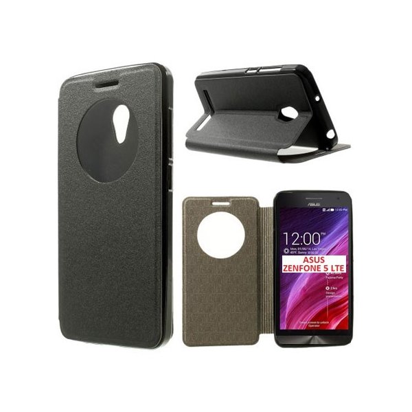 CUSTODIA FLIP ORIZZONTALE SIMILPELLE per ASUS ZENFONE 5 LITE - A502CG CON INTERNO IN TPU, FINESTRA ID E STAND COLORE NERO