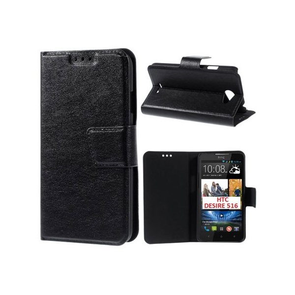 CUSTODIA FLIP ORIZZONTALE SIMILPELLE per HTC DESIRE 516, DESIRE 316 CON STAND E TASCHE PORTA CARTE COLORE NERO