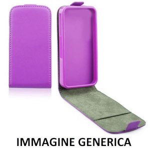 CUSTODIA FLIP VERTICALE SLIM SIMILPELLE per SAMSUNG SM-G920 GALAXY S6 CON INTERNO IN TPU SILICONE COLORE VIOLA