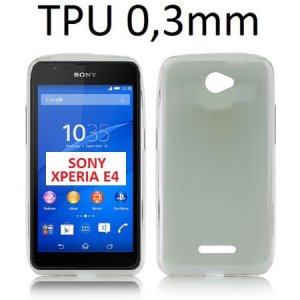 CUSTODIA GEL TPU SILICONE ULTRA SLIM 0,3mm per SONY XPERIA E4, E2104, E2105 COLORE NERO TRASPARENTE