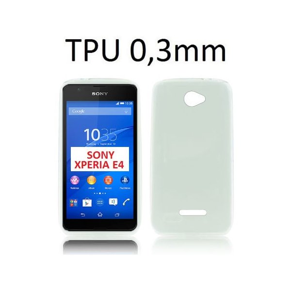 CUSTODIA GEL TPU SILICONE ULTRA SLIM 0,3mm per SONY XPERIA E4, E2104, E2105 COLORE BIANCO TRASPARENTE