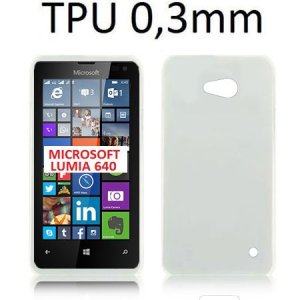 CUSTODIA GEL TPU SILICONE ULTRA SLIM 0,3mm per MICROSOFT LUMIA 640 COLORE BIANCO TRASPARENTE