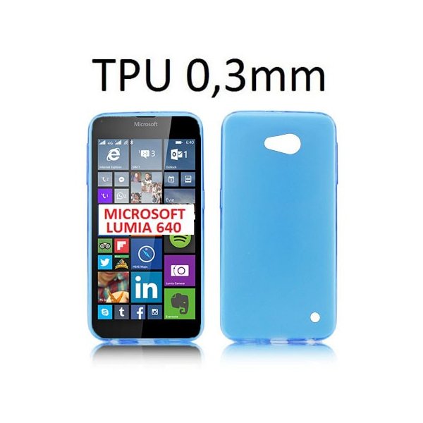 CUSTODIA GEL TPU SILICONE ULTRA SLIM 0,3mm per MICROSOFT LUMIA 640 COLORE AZZURRO TRASPARENTE