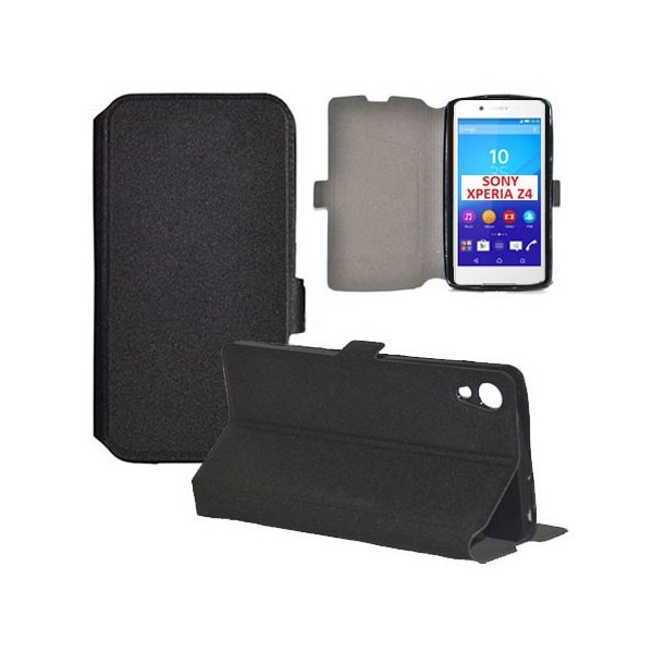 CUSTODIA FLIP ORIZZONTALE SLIM per SONY XPERIA Z4, XPERIA Z3+ CON INTERNO IN TPU, STAND E TASCHE PORTA CARTE COLORE NERO