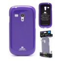 CUSTODIA GEL TPU SILICONE per SAMSUNG I8190 GALAXY S3 MINI VIOLA LUCIDO CON GLITTER ALTA QUALITA' MERCURY BLISTER