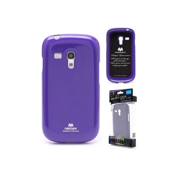 CUSTODIA GEL TPU SILICONE per SAMSUNG I8190 GALAXY S3 MINI VIOLA LUCIDO CON GLITTER ALTA QUALITA' MERCURY BLISTER