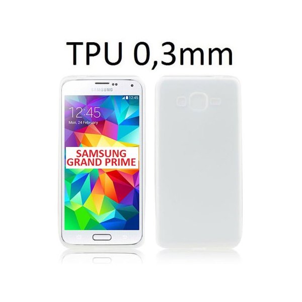 CUSTODIA GEL TPU SILICONE ULTRA SLIM 0,3mm per SAMSUNG G530H GALAXY GRAND PRIME COLORE BIANCO TRASPARENTE