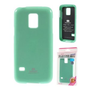 CUSTODIA GEL TPU SILICONE per SAMSUNG G900F GALAXY S5, S5 NEO COLORE VERDE ACQUA LUCIDO CON GLITTER ALTA QUALITA' MERCURY