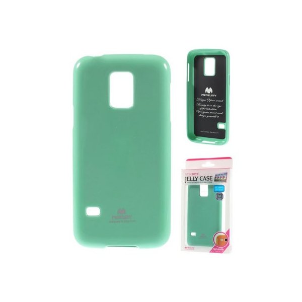 CUSTODIA GEL TPU SILICONE per SAMSUNG G900F GALAXY S5, S5 NEO COLORE VERDE ACQUA LUCIDO CON GLITTER ALTA QUALITA' MERCURY