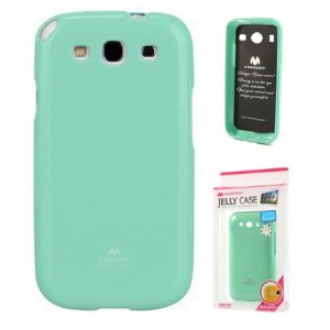 CUSTODIA GEL TPU SILICONE per SAMSUNG I9300 GALAXY S3, I9300i GALAXY S3 NEO VERDE ACQUA LUCIDO CON GLITTER ALTA QUALITA' MERCURY