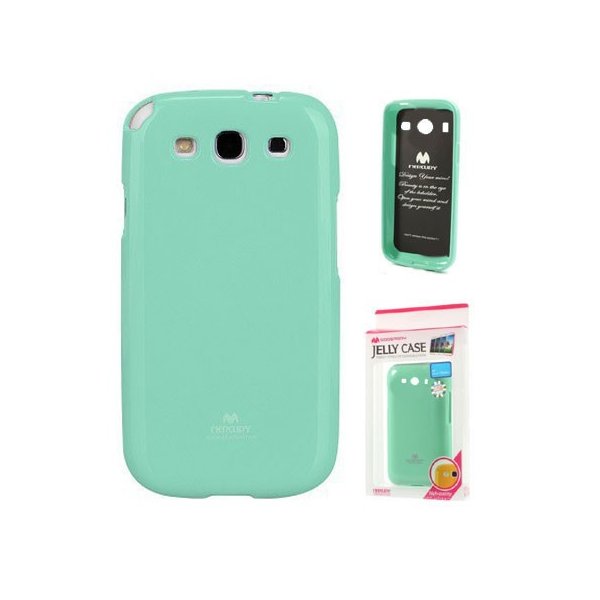 CUSTODIA GEL TPU SILICONE per SAMSUNG I9300 GALAXY S3, I9300i GALAXY S3 NEO VERDE ACQUA LUCIDO CON GLITTER ALTA QUALITA' MERCURY